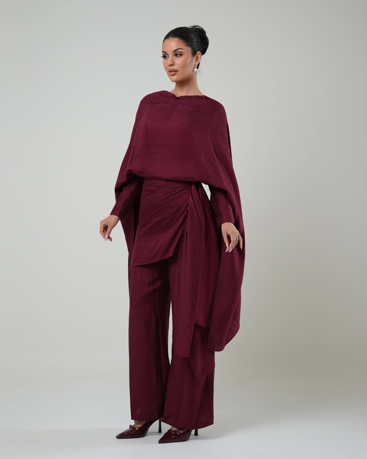 Burgundy Bloom Drape Set