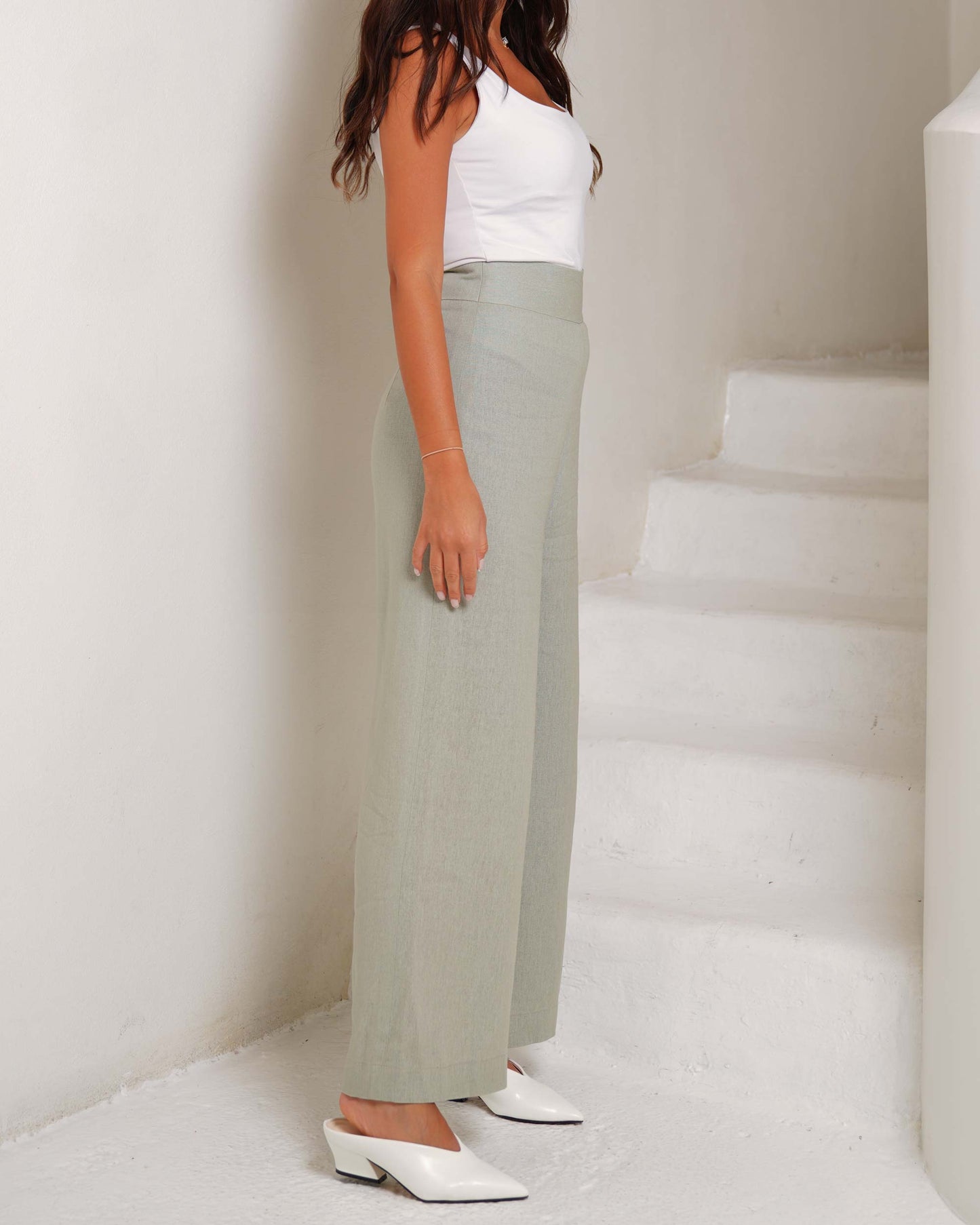 Laurel Green Linen Straight Pants