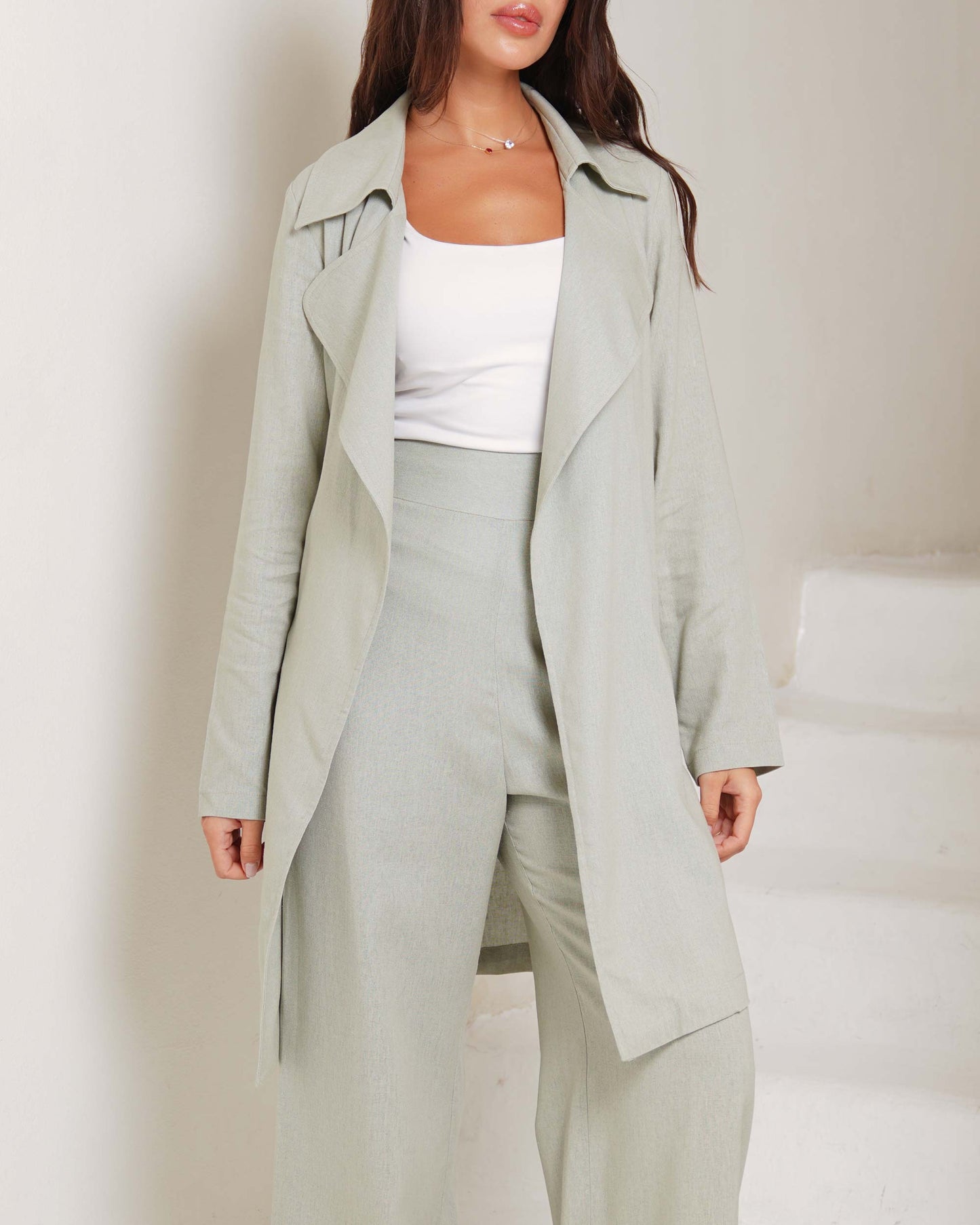 Laurel Green Linen coat
