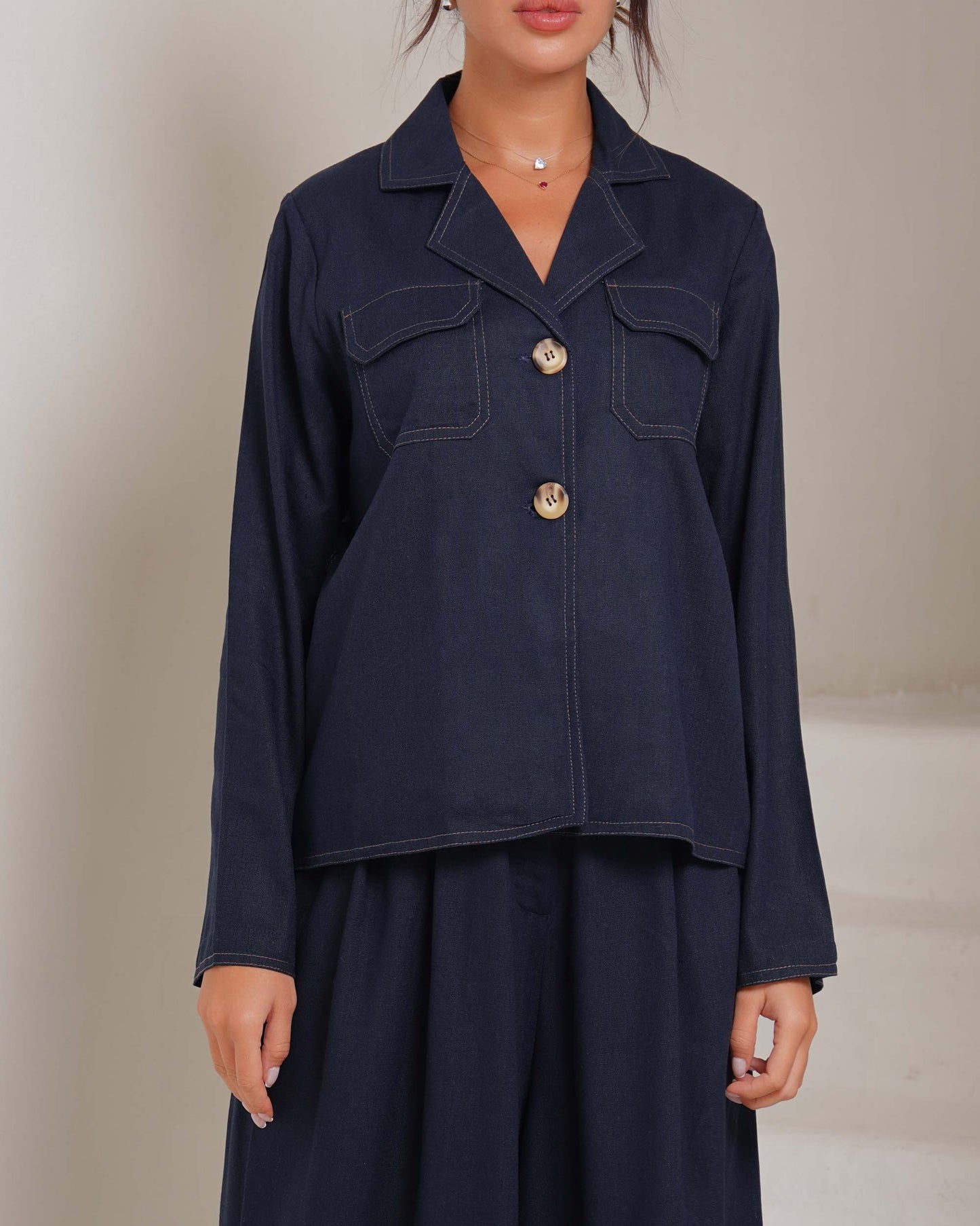Midnight Sapphire Box Cut Shirt