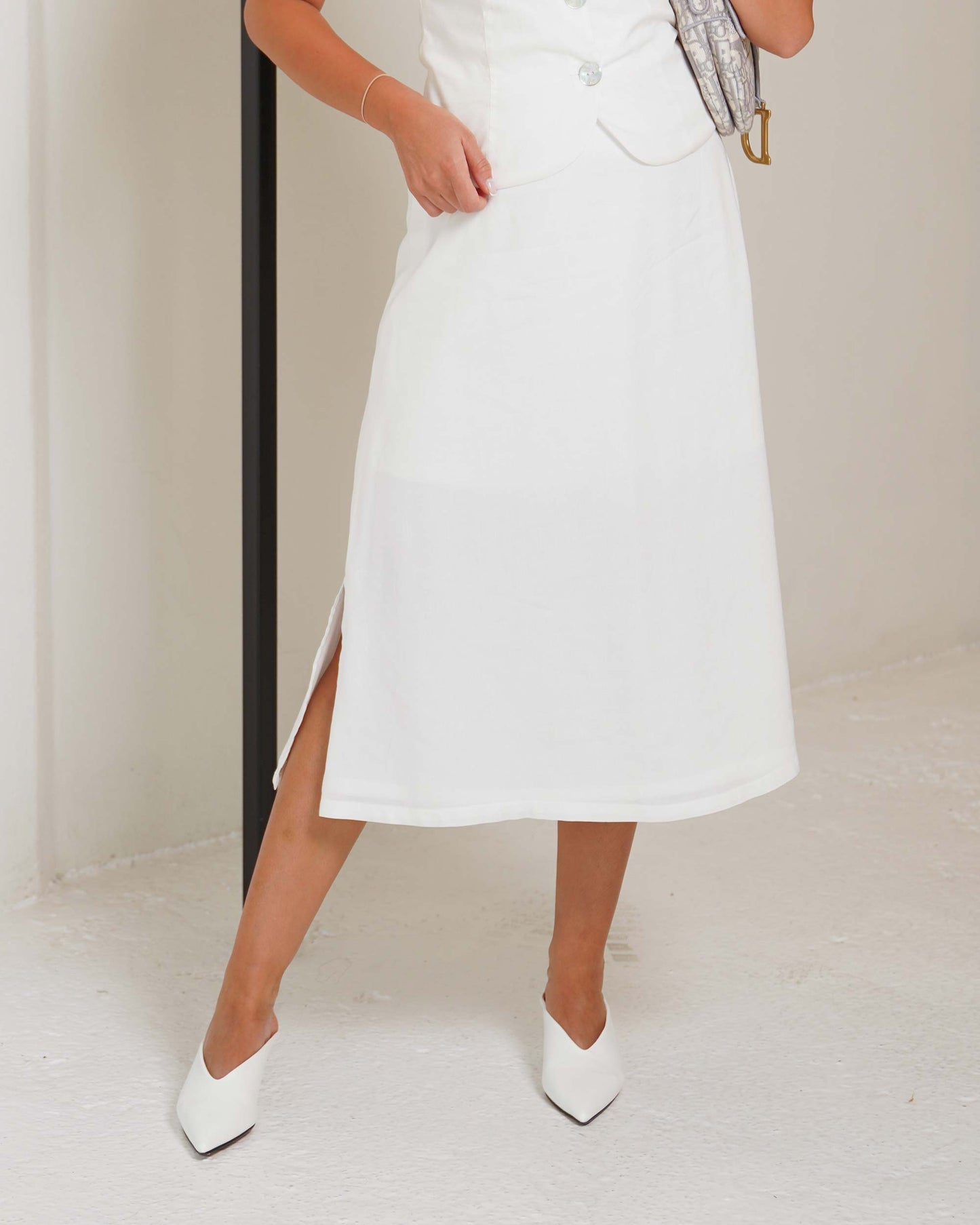 Vanilla Linen A-Line Skirt