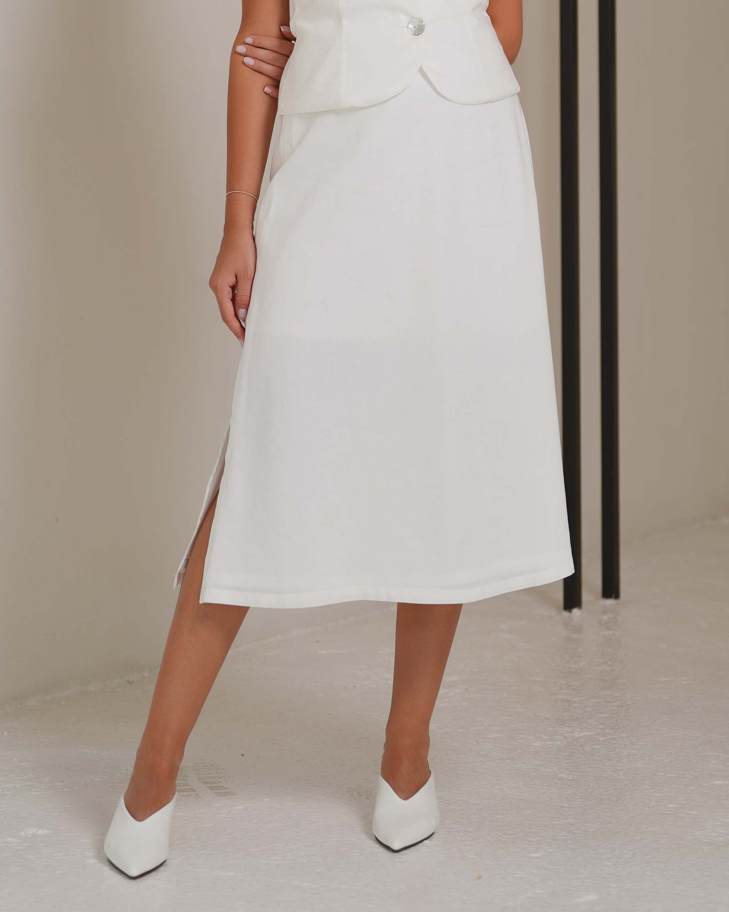 Vanilla Linen A-Line Skirt