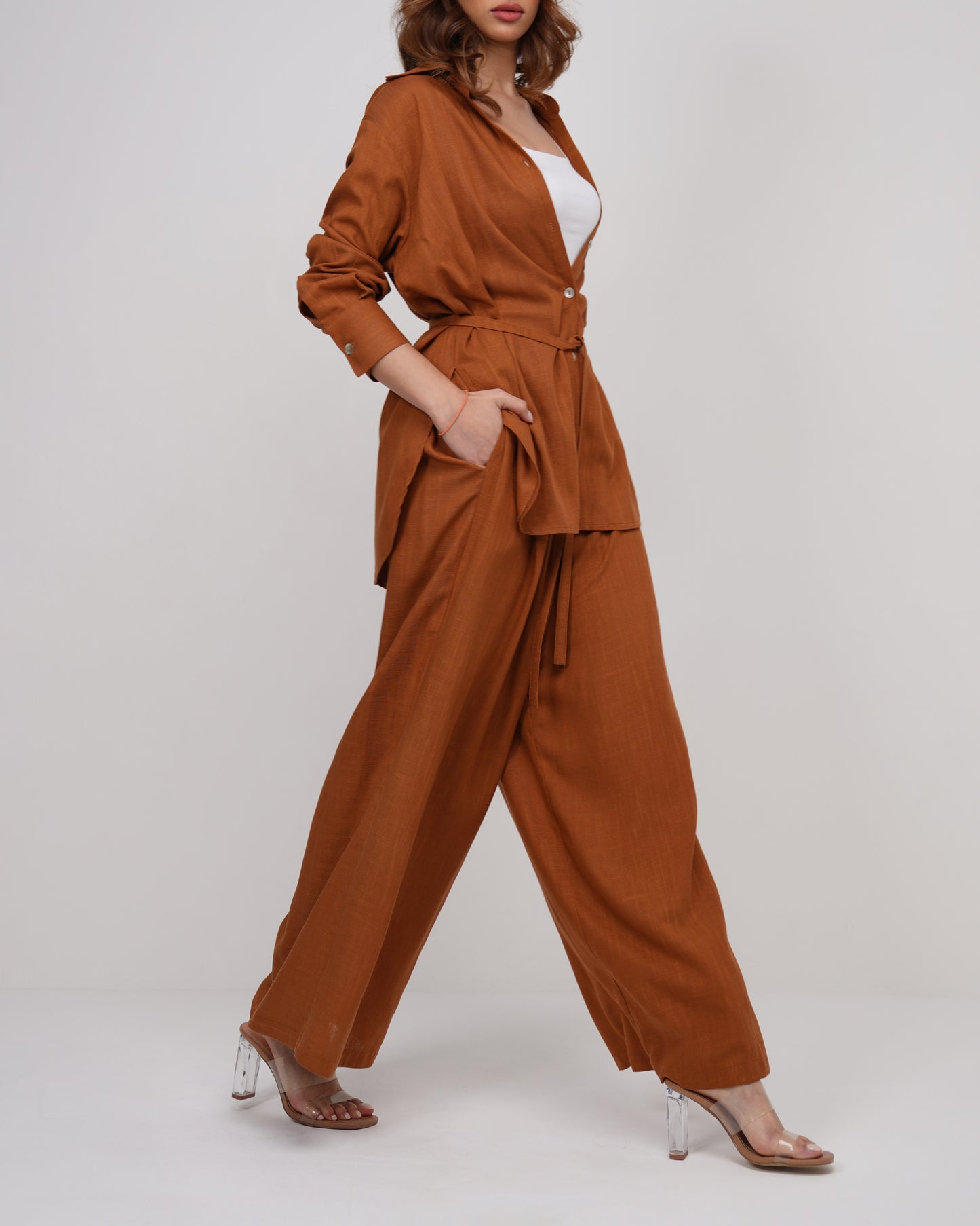 Caramel Café Linen Glide Trousers