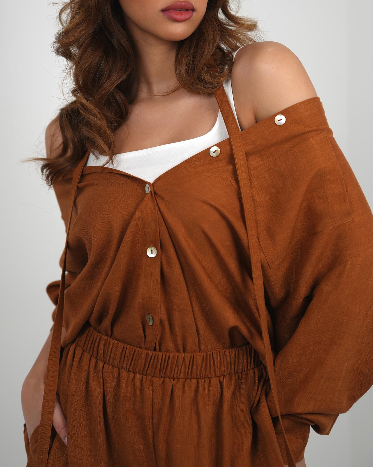Caramel Café Linen Glide Trousers