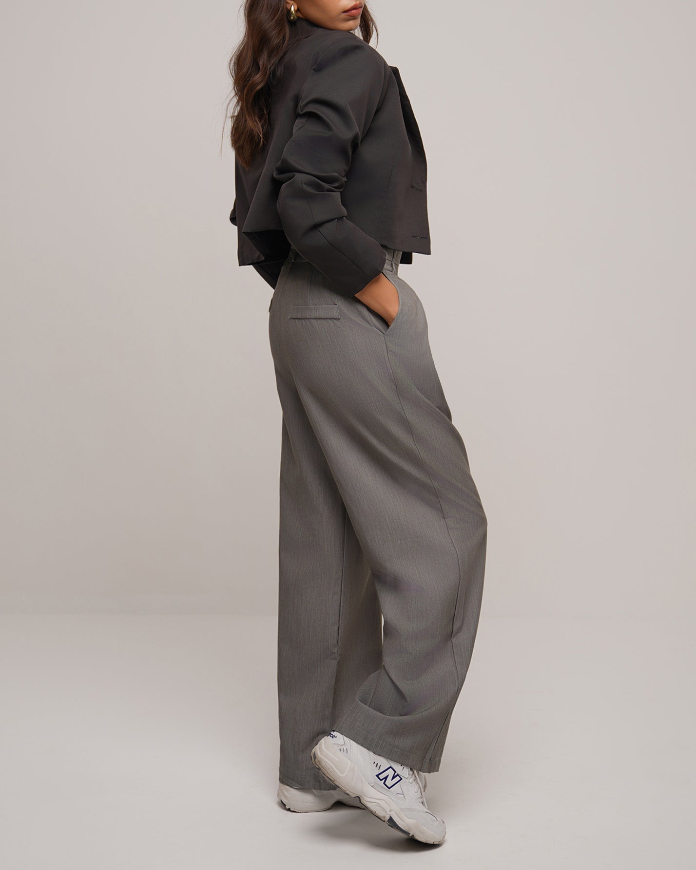 High rise wide legs trousers in grey