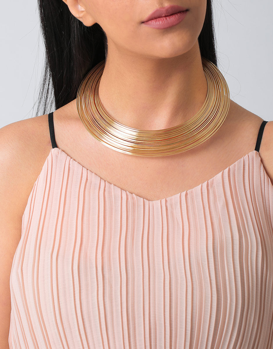 Gold Tone Layered Elegance Choker