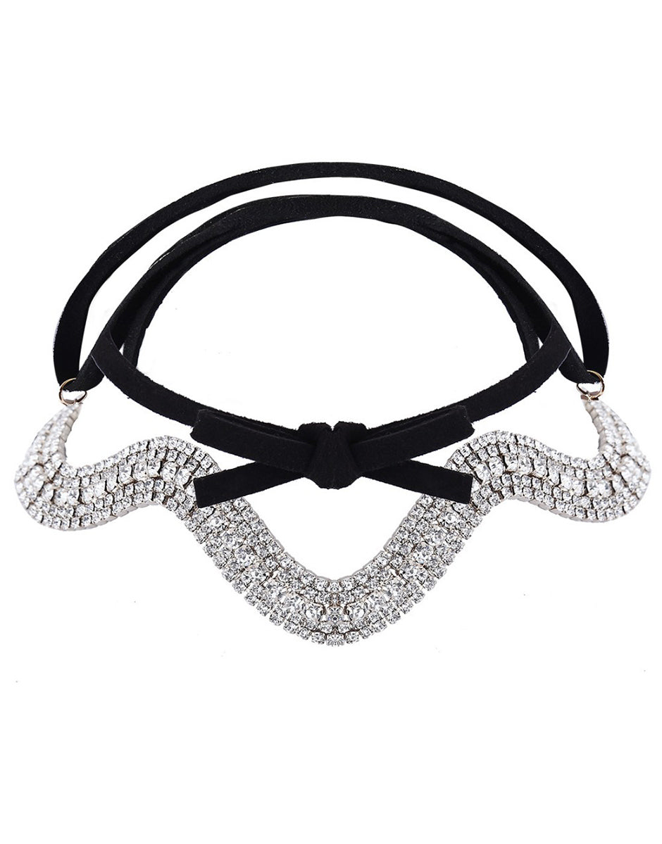 Wavy Rhinestone Wraparound Choker