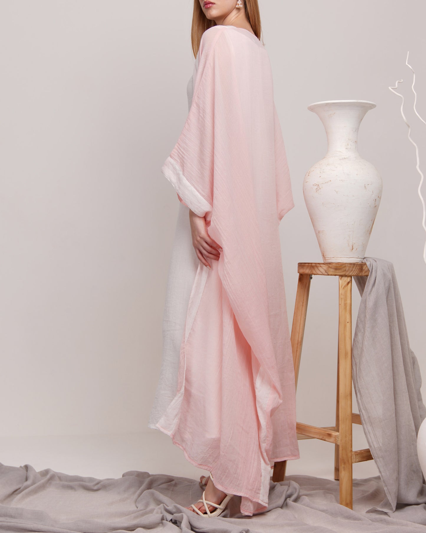 The mull muslin bisht dress set in powder pink