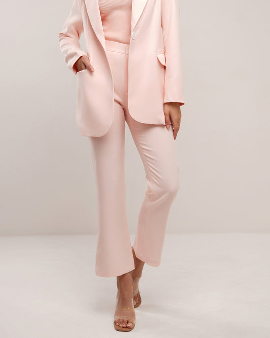 Sherbet peach classic jetted pocket flare trousers