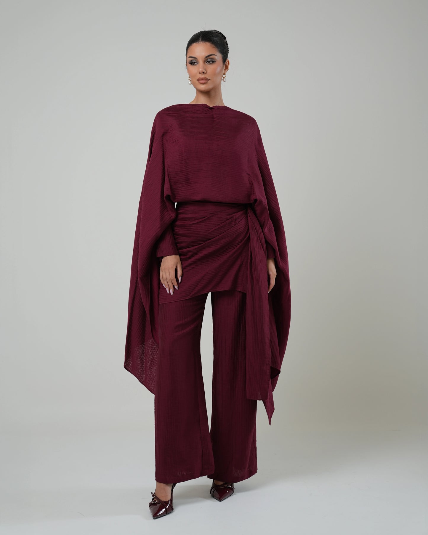 Burgundy Bloom Drape Set