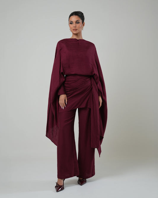 Burgundy Bloom Drape Set