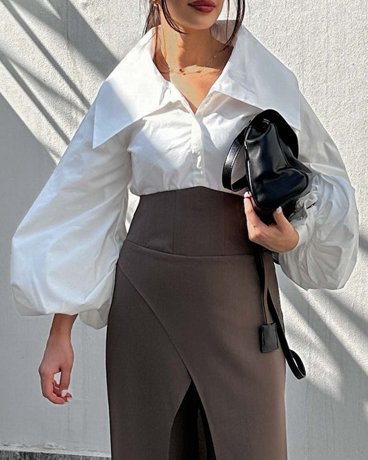 Modern Grace Fitted Button-Up Shirt