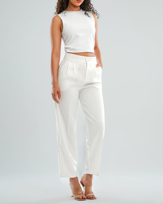 Milk White straight leg trousers