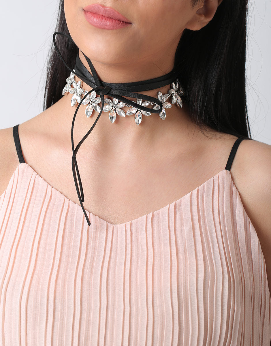 Wraparound Flower Jewel Choker