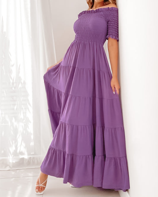 Smocked bodice maxi dress in lilac