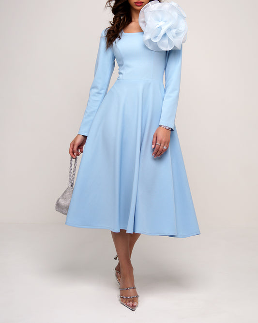 Cinderella blue 3d flower dress