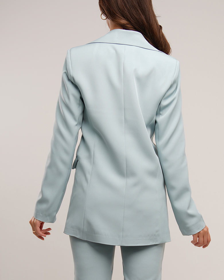 Tiffany blue skies peaked lapel blazer in crepe