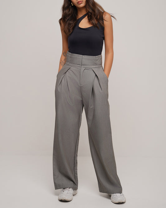 High rise wide legs trousers in grey