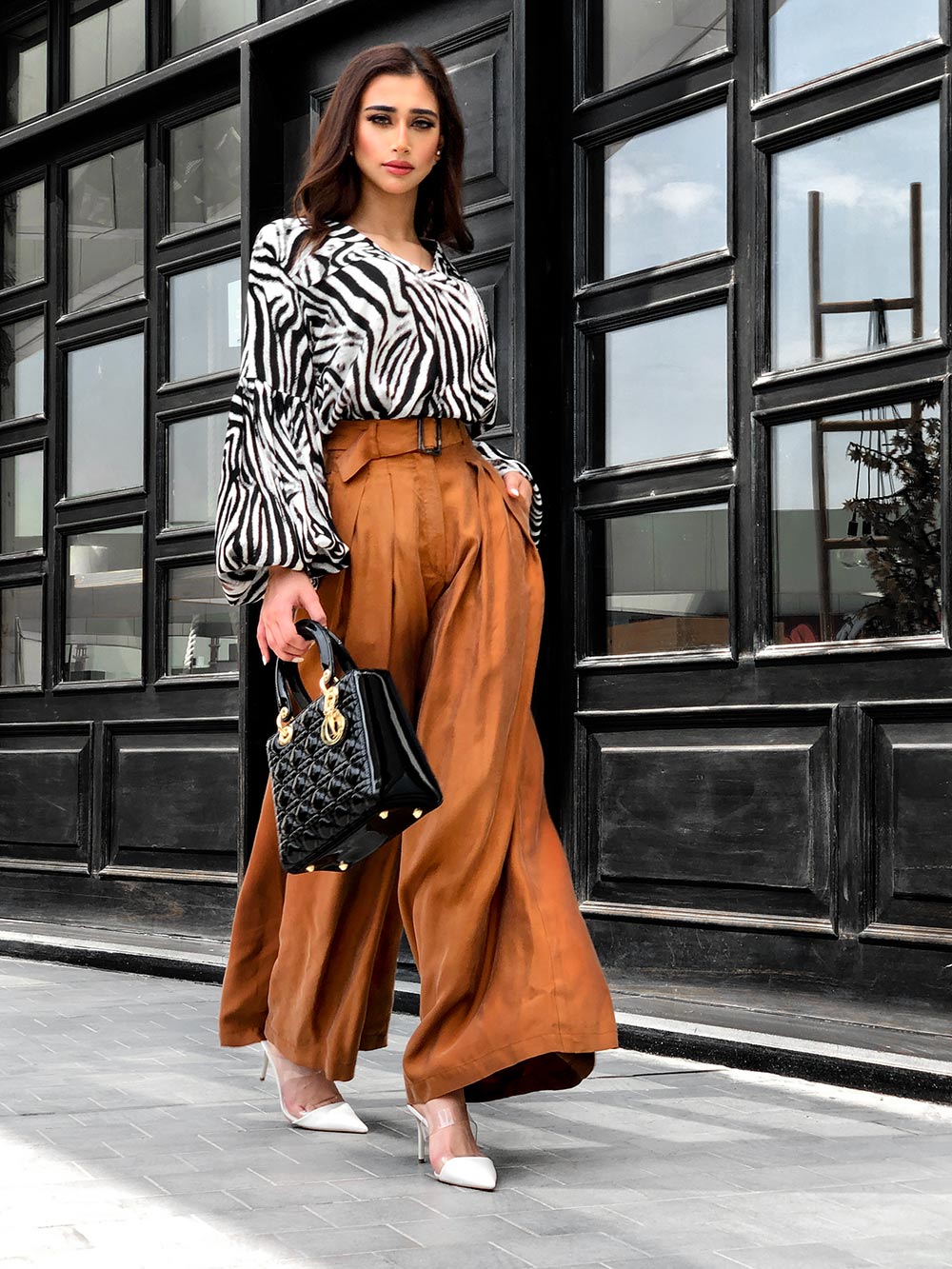 Brown Culottes Trousers With Belt
