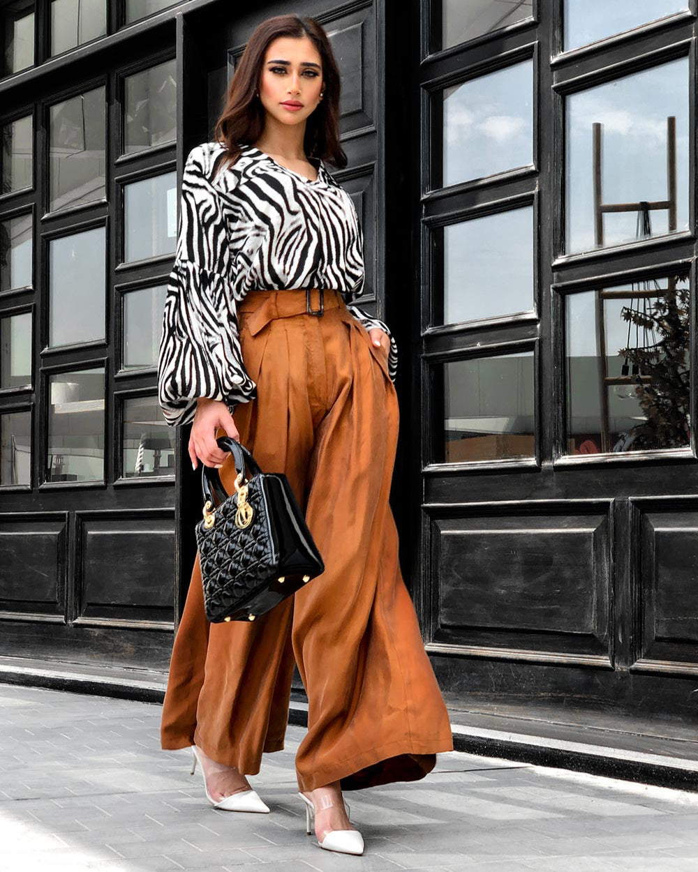 Brown Culottes Trousers With Belt